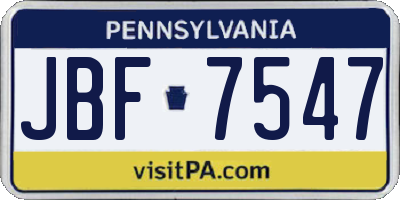 PA license plate JBF7547