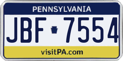 PA license plate JBF7554