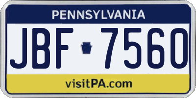 PA license plate JBF7560