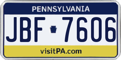 PA license plate JBF7606