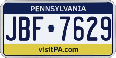 PA license plate JBF7629