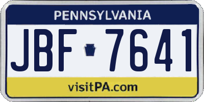 PA license plate JBF7641