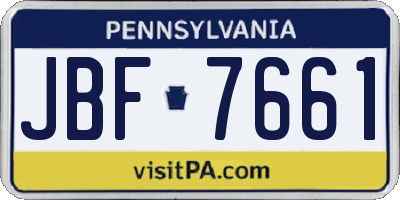 PA license plate JBF7661