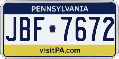 PA license plate JBF7672