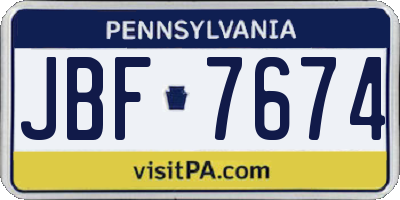 PA license plate JBF7674