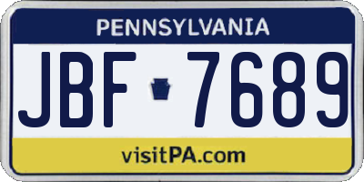 PA license plate JBF7689