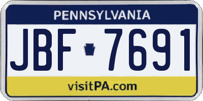 PA license plate JBF7691