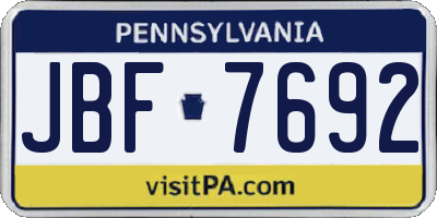 PA license plate JBF7692
