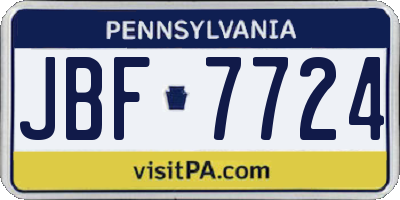 PA license plate JBF7724