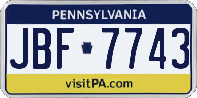 PA license plate JBF7743