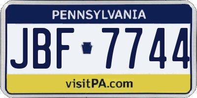 PA license plate JBF7744
