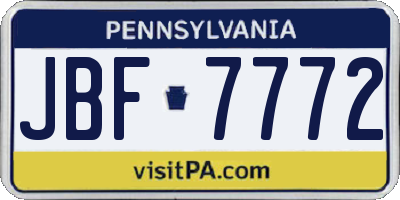 PA license plate JBF7772