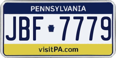 PA license plate JBF7779