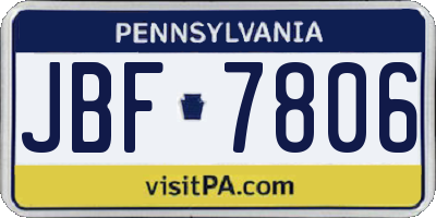 PA license plate JBF7806