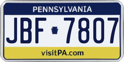 PA license plate JBF7807