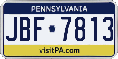 PA license plate JBF7813