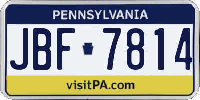 PA license plate JBF7814