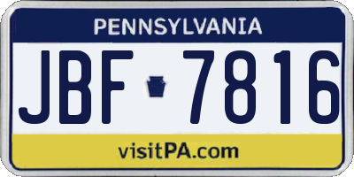 PA license plate JBF7816
