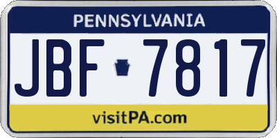 PA license plate JBF7817