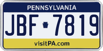 PA license plate JBF7819