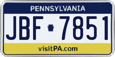 PA license plate JBF7851