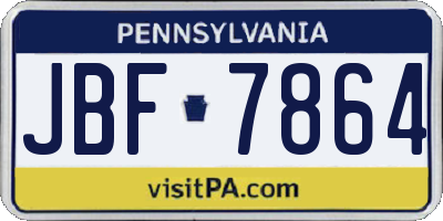 PA license plate JBF7864