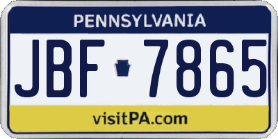 PA license plate JBF7865