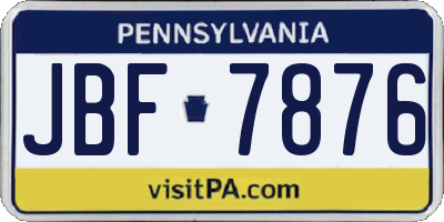 PA license plate JBF7876