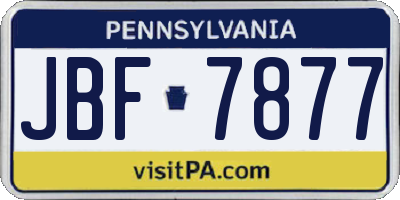 PA license plate JBF7877