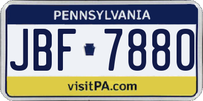 PA license plate JBF7880
