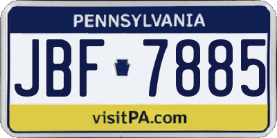 PA license plate JBF7885