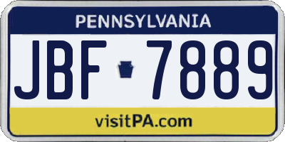 PA license plate JBF7889