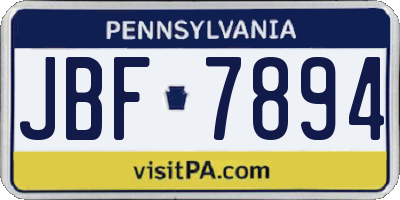 PA license plate JBF7894