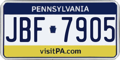 PA license plate JBF7905