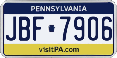 PA license plate JBF7906