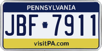 PA license plate JBF7911