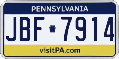 PA license plate JBF7914