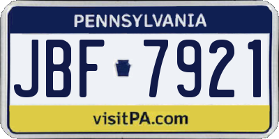 PA license plate JBF7921