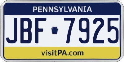 PA license plate JBF7925