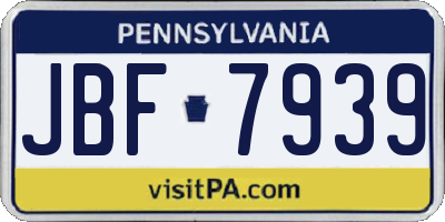 PA license plate JBF7939