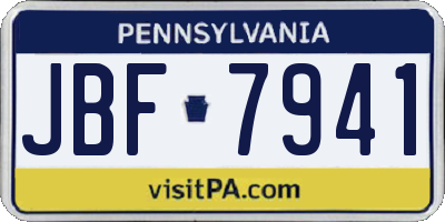 PA license plate JBF7941