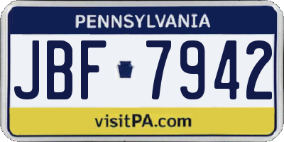 PA license plate JBF7942