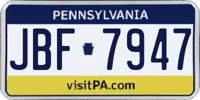 PA license plate JBF7947
