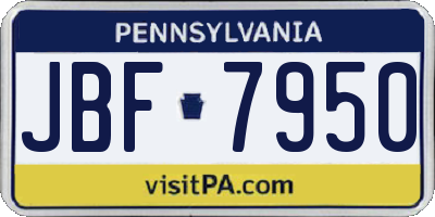 PA license plate JBF7950