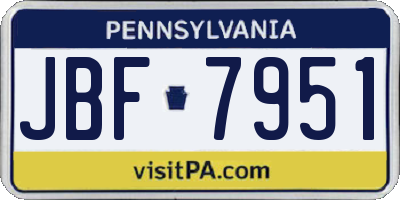 PA license plate JBF7951