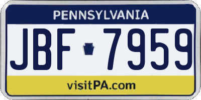 PA license plate JBF7959