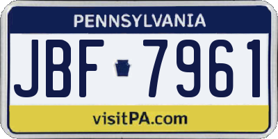 PA license plate JBF7961