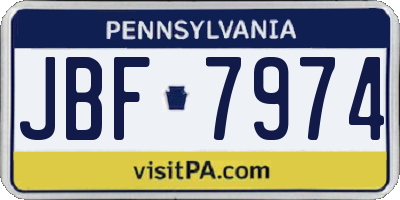 PA license plate JBF7974