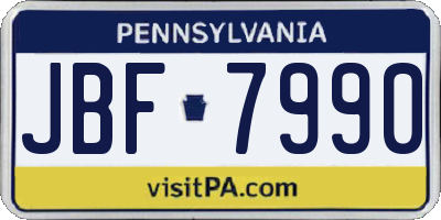 PA license plate JBF7990