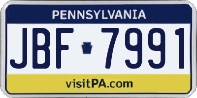 PA license plate JBF7991